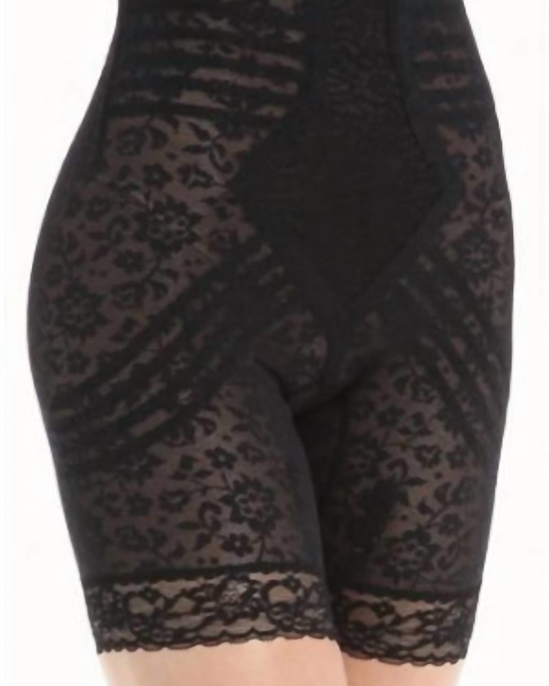 Front of a model wearing a size XXXL High Waist Leg Shaper Extra Firm Shaping in Black in Black by Rago. | dia_product_style_image_id:363222